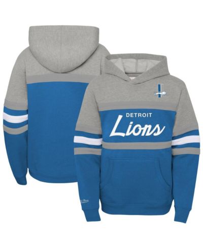 Детская толстовка Mitchell & Ness Blue Detroit Lions Throwback Head Coach Pullover Hoodie