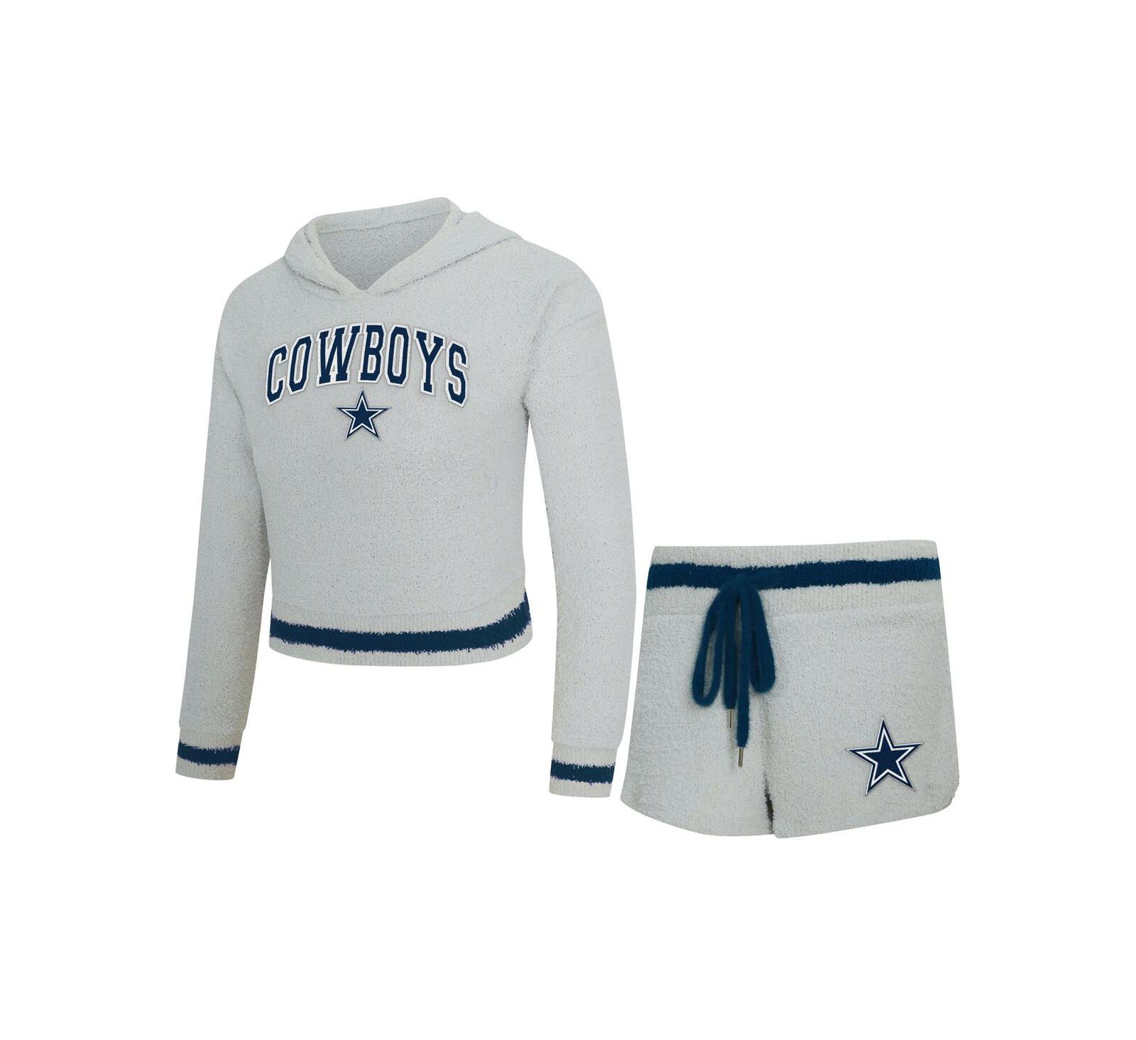 Concepts Sport Women's 2-Piece Gray Dallas Cowboys Whitley Long Sleeve Hoodie Top and Shorts set