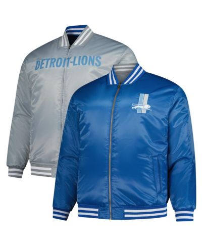 Mitchell & Ness Мужской Blue/Silver Detroit Lions Big & Tall Throwback Reversible Full-Zip Jacket