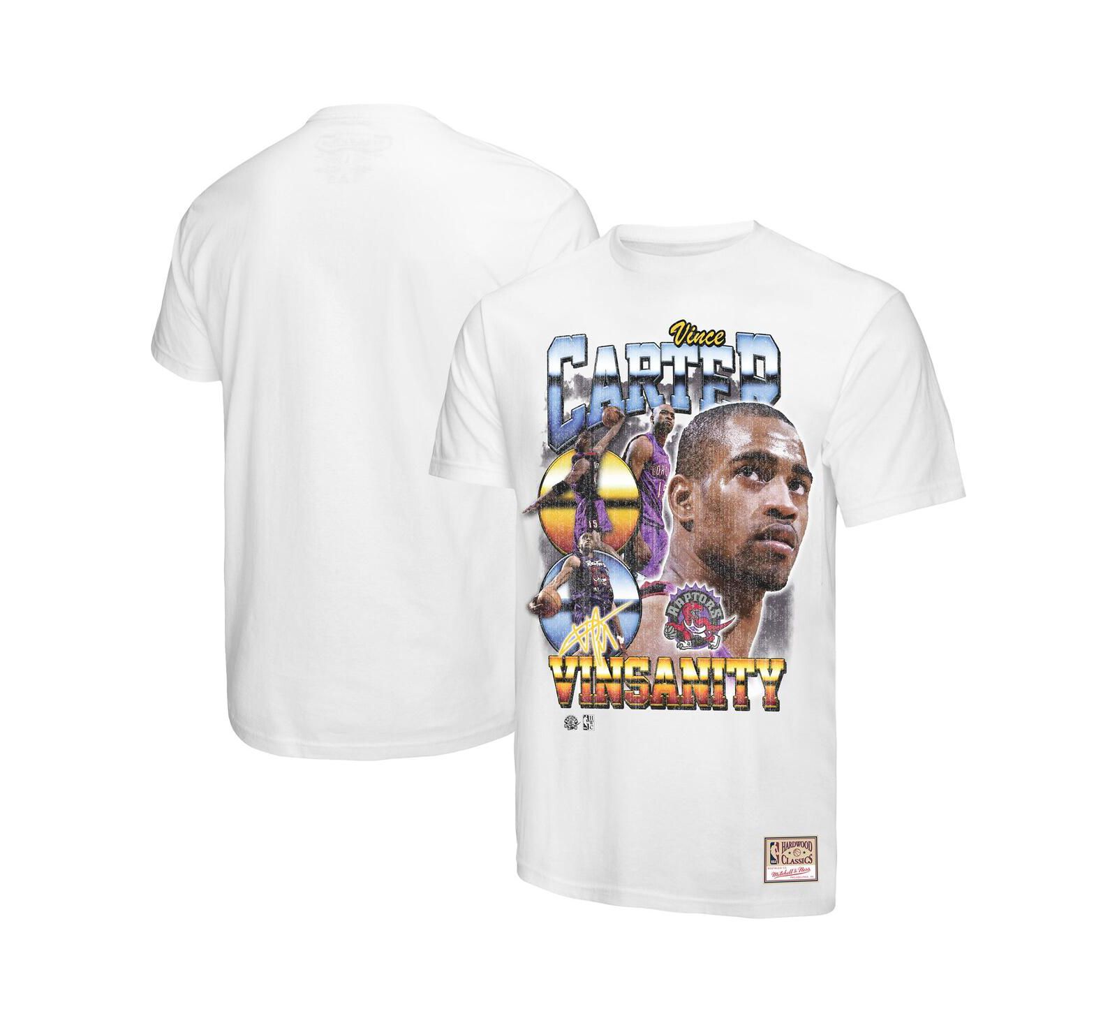 Mitchell & Ness Men's Vince Carter White Toronto Raptors Hardwood Classics Commemorative Player Collage T-Shirt