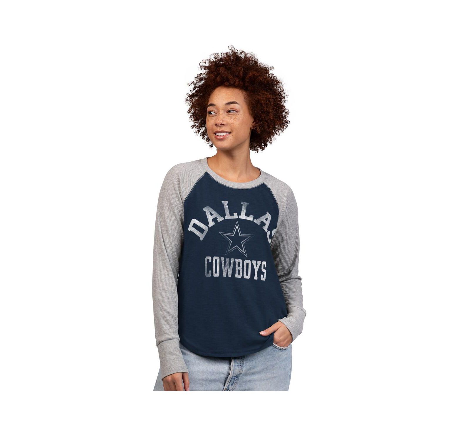 Женская футболка G-III 4Her by Carl Banks Navy/Gray Dallas Cowboys Waffle Knit Raglan Long-Sleeve