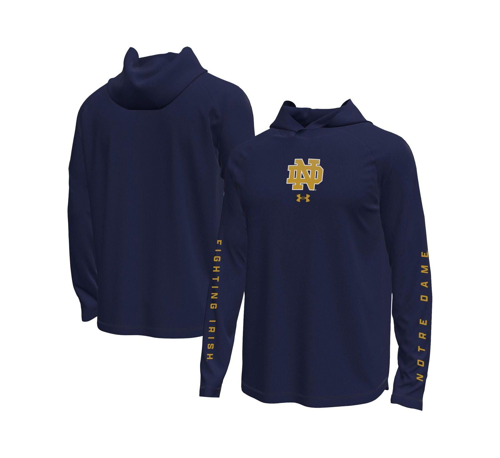 Under Armour Men's Navy Notre Dame Fighting Irish Tech Stretch Long-Sleeve Hooded T-Shirt