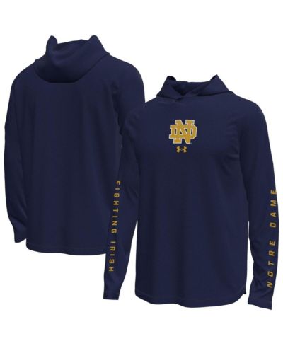 Under Armour Men's Navy Notre Dame Fighting Irish Tech Stretch Long-Sleeve Hooded T-Shirt