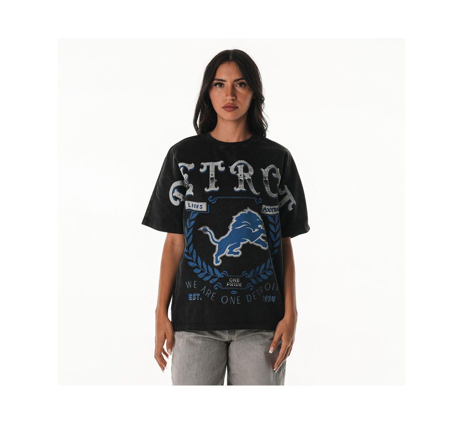 Женская футболка The Wild Collective Black Detroit Lions Laurel Premium Baggy Dolman