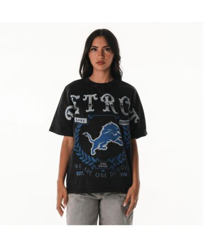 The Wild Collective Women's Black Detroit Lions Laurel Premium Baggy Dolman T-Shirt