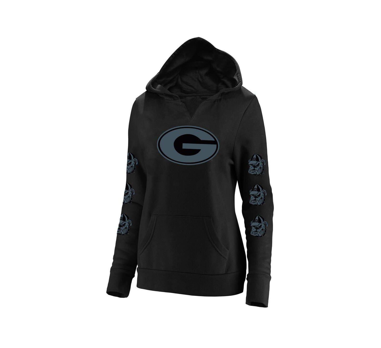Женское худи Fanatics Black Georgia Bulldogs Plus Size Sleeve Hit Pullover