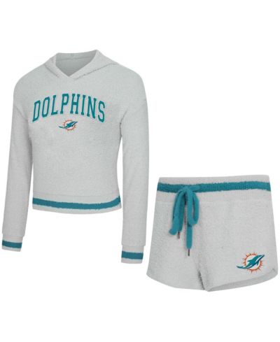 Женский комплект Concepts Sport: худи с длинным рукавом и шорты Gray Miami Dolphins Whitley