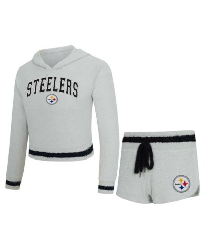 Женский комплект Concepts Sport из 2-х предметов Gray Pittsburgh Steelers Whitley Long Sleeve Hoodie Top и шорты