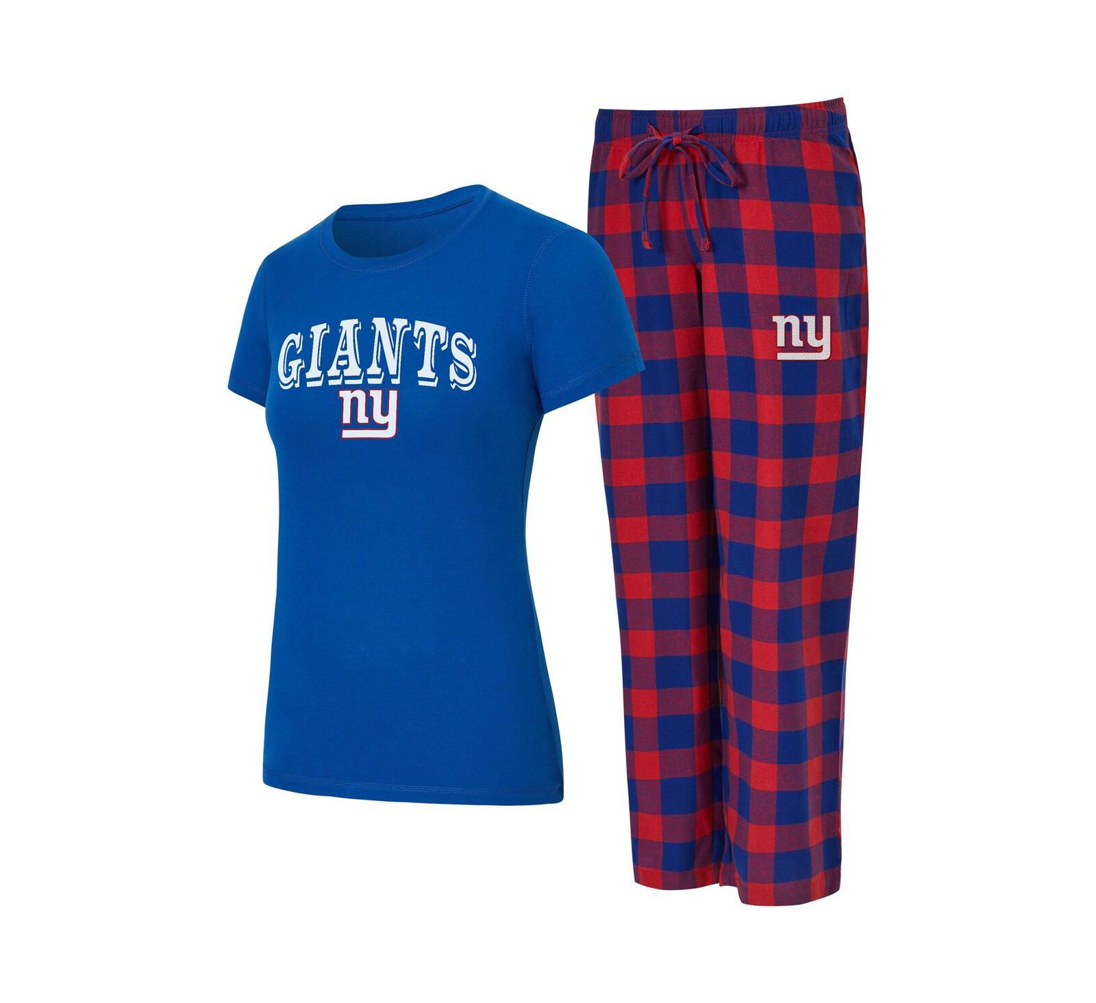Concepts Sport Женский фланелевый пижамный набор New York Giants Avondale (футболка и брюки), Royal/Red