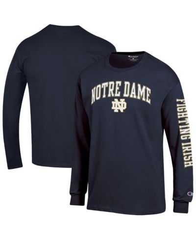 Champion Мужская футболка с длинным рукавом Notre Dame Fighting Irish, темно-синяя