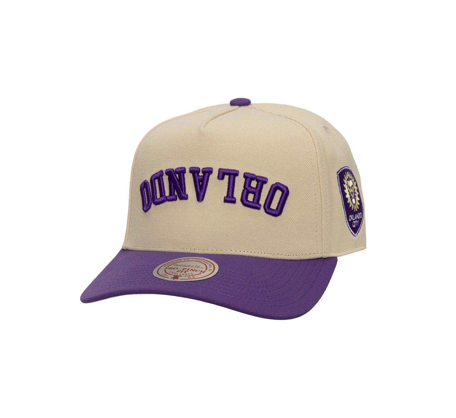 Mitchell & Ness Мужская кепка snapback Cream/Purple Orlando City SC Upside Down Pro Pinch
