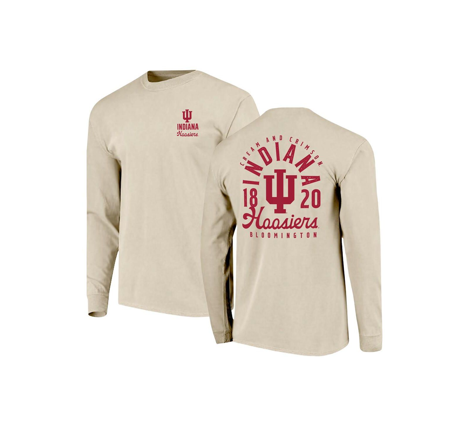 Image One Men's Natural Indiana Hoosiers Comfort Colors Mascot Overlay Long Sleeve T-Shirt
