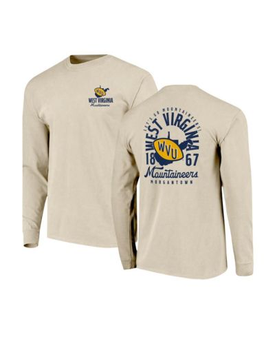 Image One Men's Natural West Virginia Mountaineers Comfort Colors Mascot Overlay Long Sleeve T-Shirt