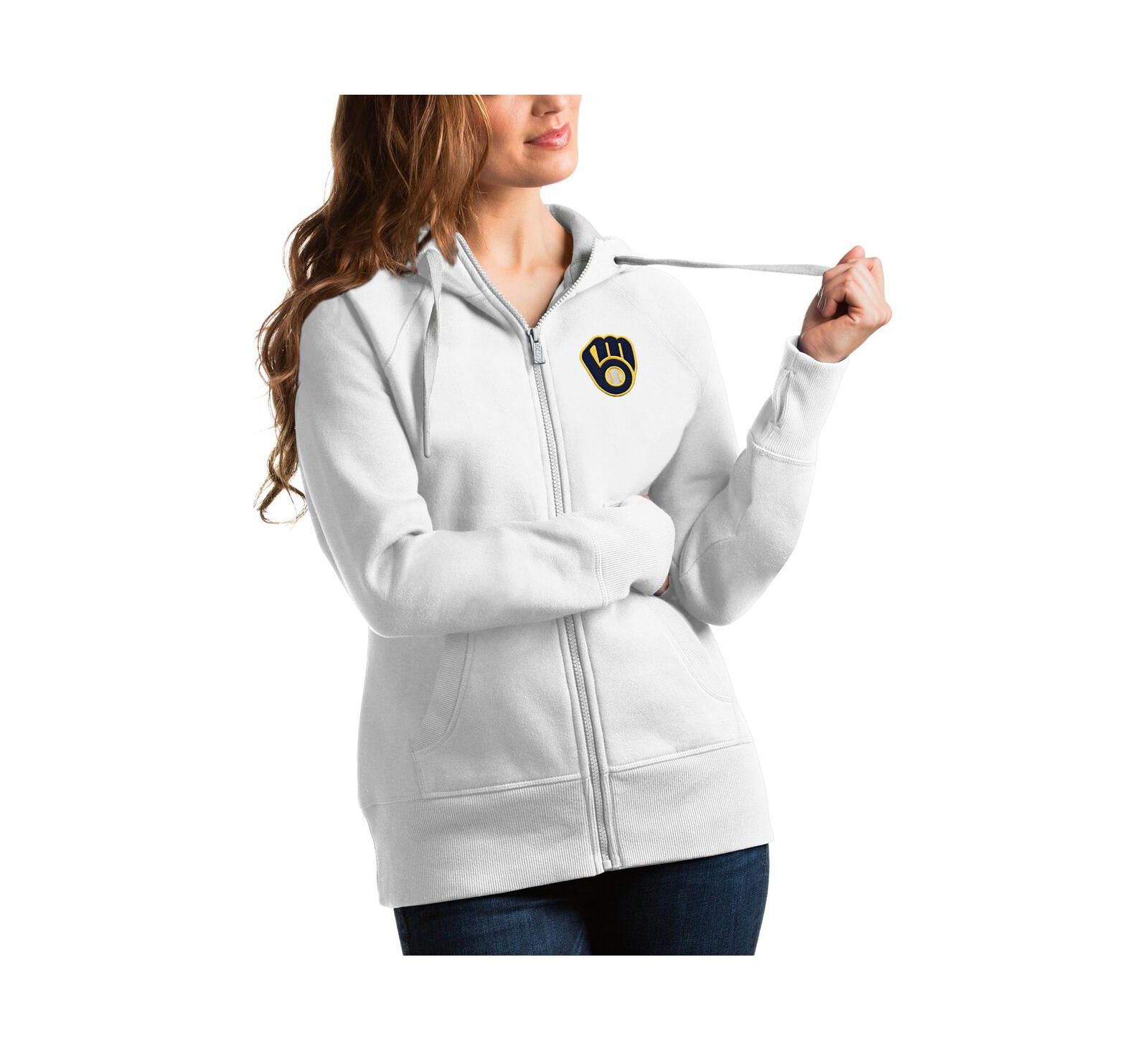 Женское худи Antigua Milwaukee Brewers Team Victory Full-Zip, белое
