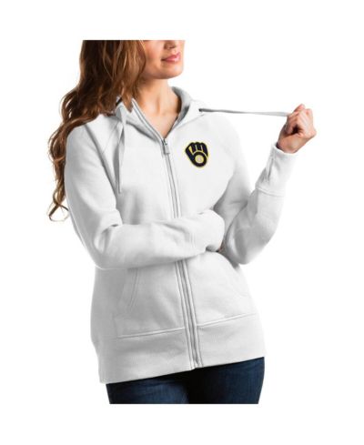 Женское худи Antigua Milwaukee Brewers Team Victory Full-Zip, белое