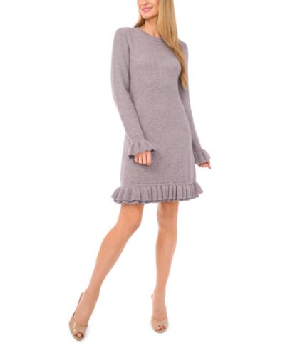 CeCe Women's Long Sleeve Ruffles Sweater Dress