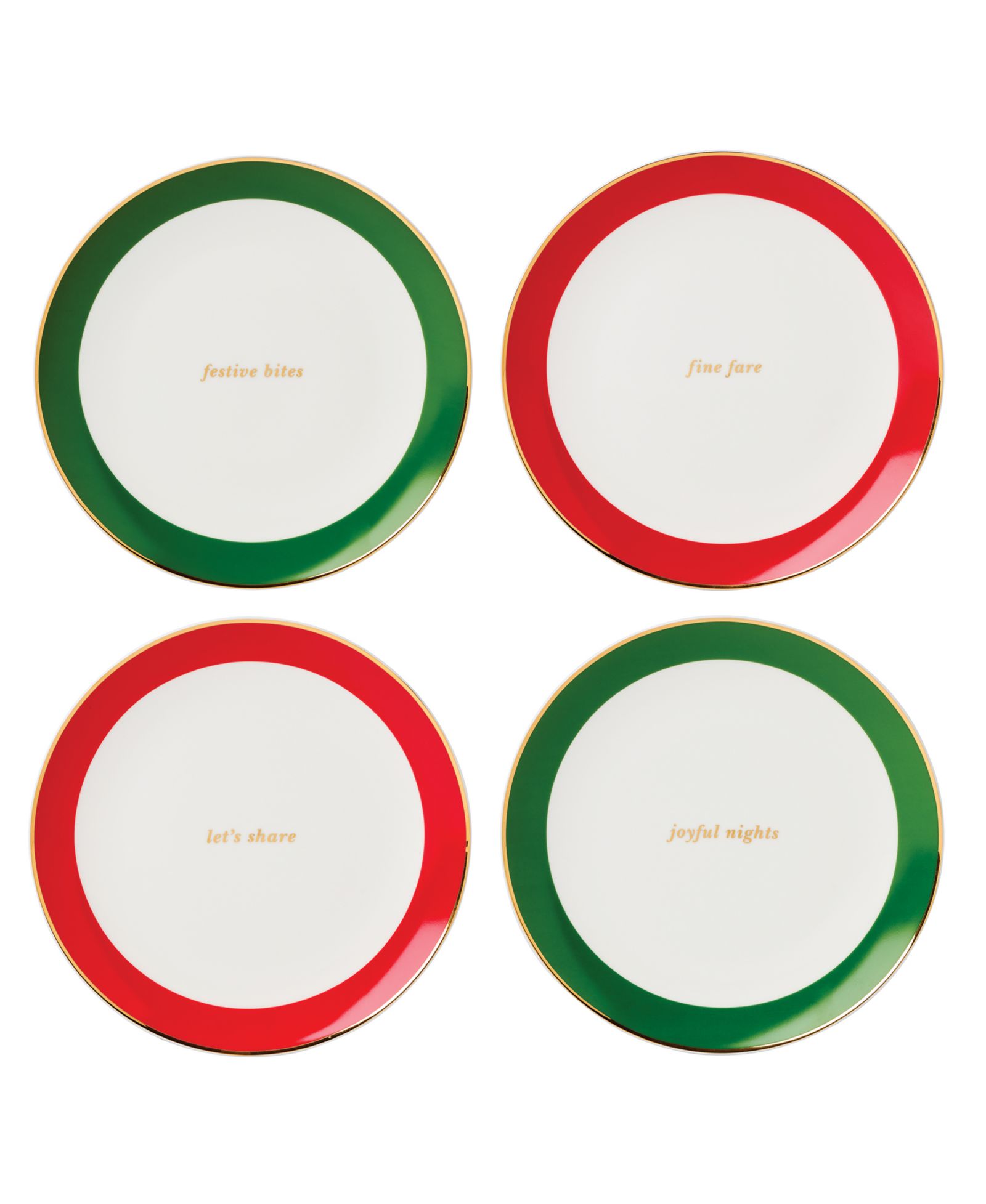 Kate Spade Evergreen Rim Accent Plates, Set of 4