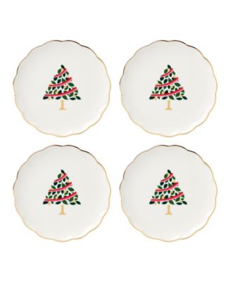 Kate Spade Evergreen Scallop Tidbit Plates, Set of 4