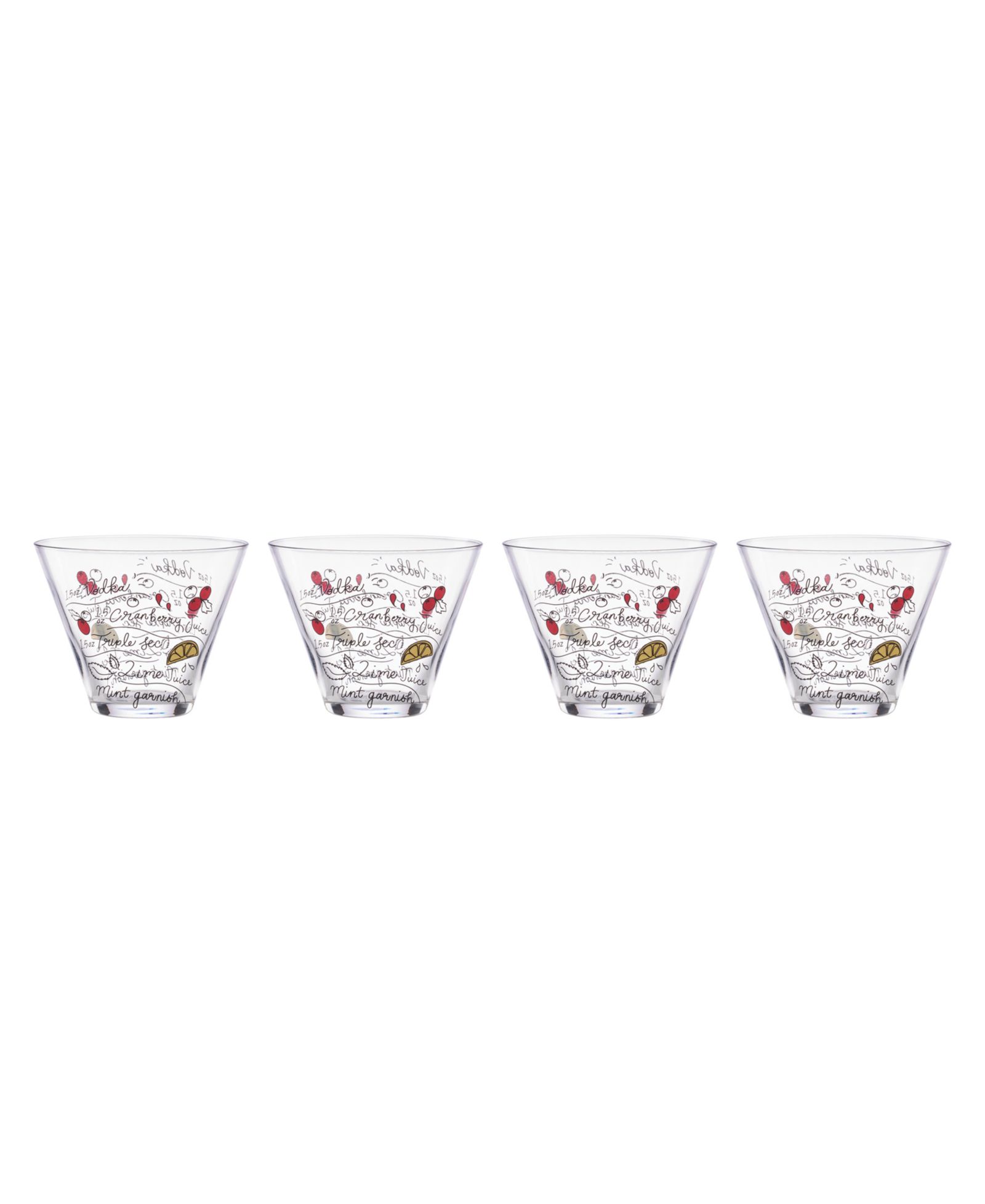 Kate Spade Make Merry Stemless Martini Glasses, Set of 4