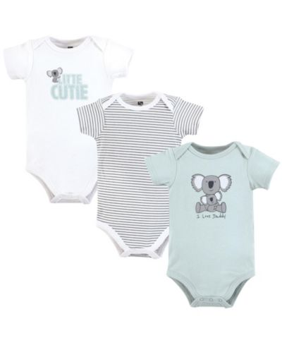 Hudson Baby Baby Boys Hudson Triple Pack of Essential Cotton One-Piece Rompers