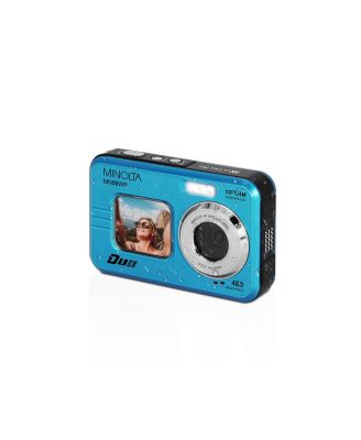 Minolta Duo MN50WP 48 MP AF 5K Ultra HD Waterproof Digital Camera with Dual Front and Rear LCD, Blue