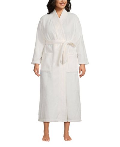 Lands' End Plus Size Cozy Plush Long Wrap Robe