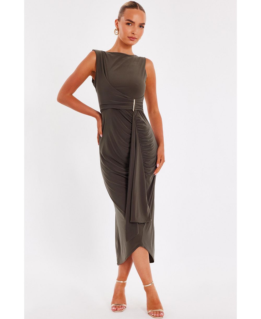 QUIZ Women's Wrap Bar Midaxi Dress