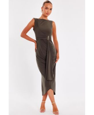 QUIZ Women's Wrap Bar Midaxi Dress