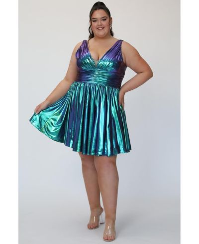 Платье Sydney's Closet Plus Size Blue & Green Iridescent