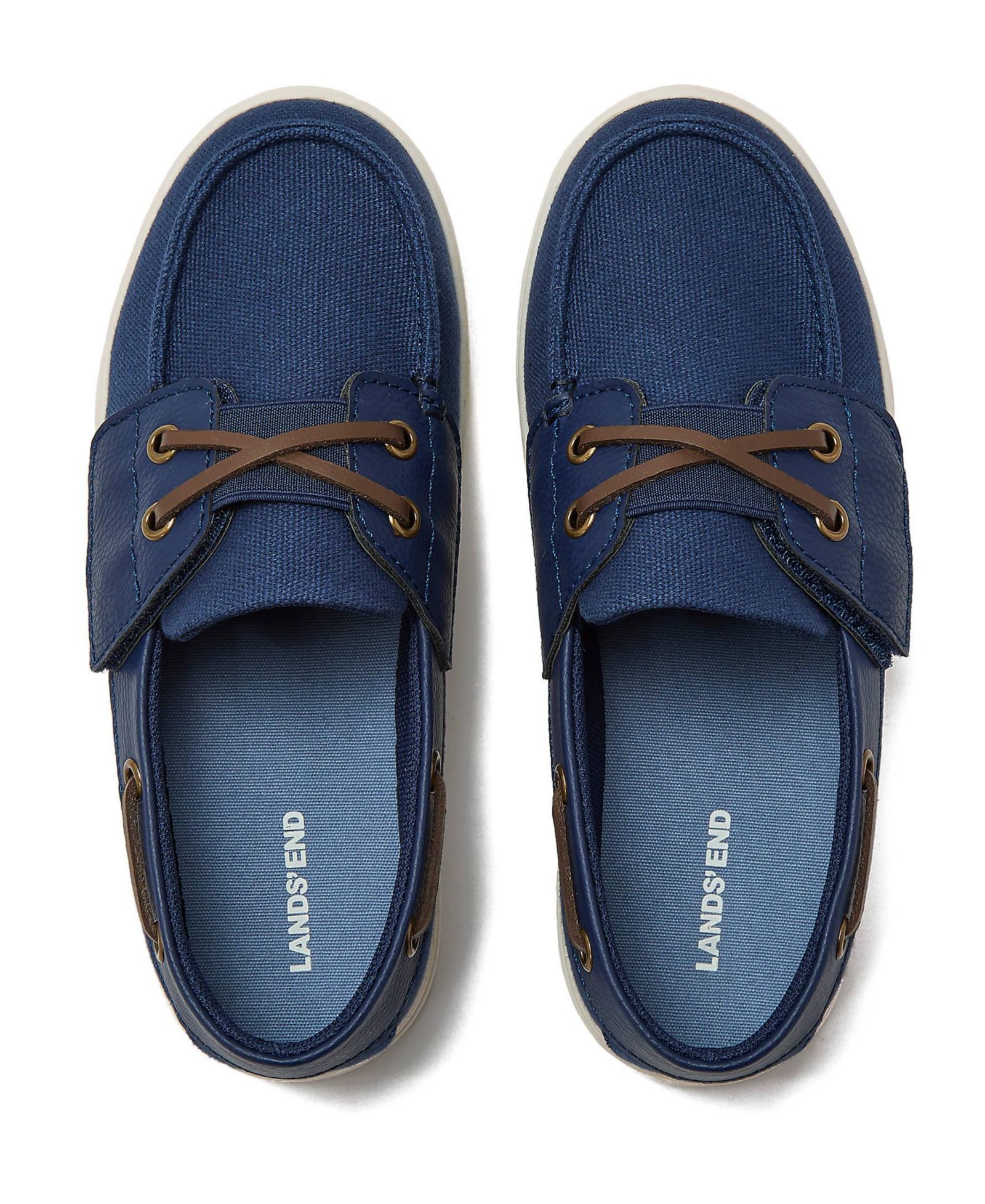 Lands' End Kids Canvas Easy On Boat Shoes