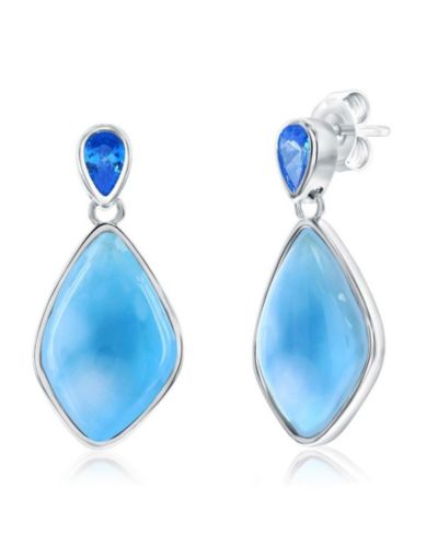 Серьги Caribbean Treasures Sterling, Marquise Shaped Larimar & CZ