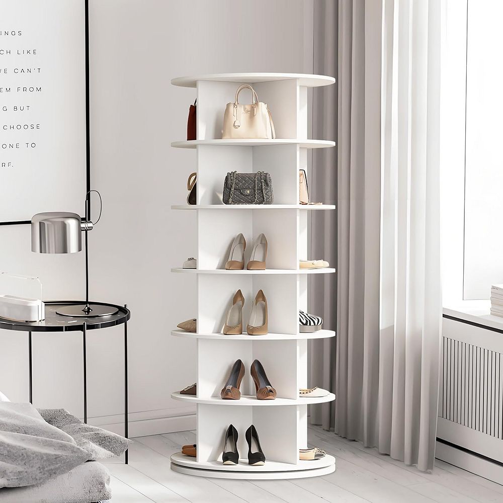 gaomon Rotating Shoe Rack Tower, 360degree(s) Spinning Shoe Organizer Rotating Shelf, Space-Saving Large Capacity Storage Round Carousel, Closet and Bedroom