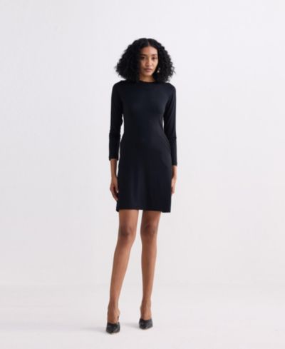 Reistor Women's Long Sleeves Fitted Short Dress in Black