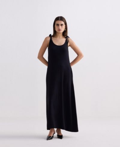 Reistor Women's Shoulder Tie-Detail Maxi Dress