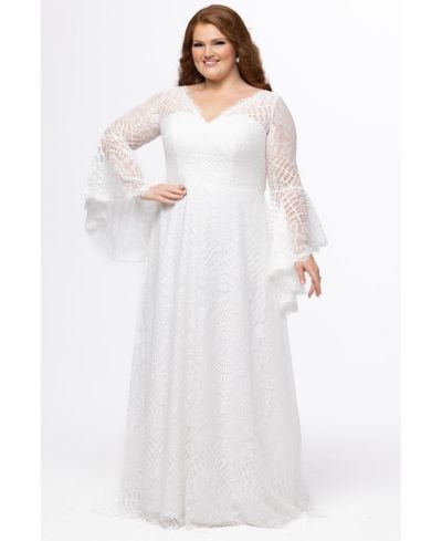Женское свадебное платье Celebrations by Sydney's Closet Boho Lace с рукавами колокол