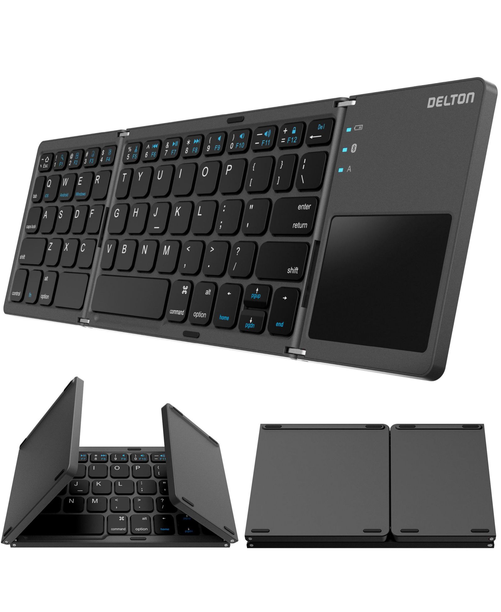 Delton F75 Foldable Bluetooth Keyboard with Touchpad for Windows, macOS, and iOS