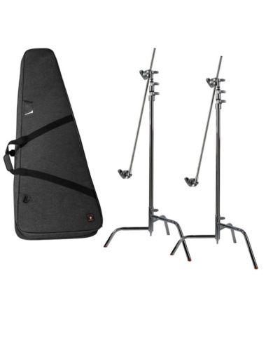 Matthews 40" C+ Stand with Turtle Base, Chrome,2-Pack, w/Slinger L7 BigBag