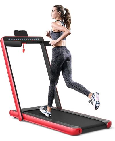 2-in-1 Folding Treadmill with Dual Display for Home Office Workouts