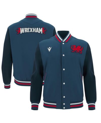 Мужская куртка Macron Wrexham Anthem Full-Snap Varsity, темно-синяя