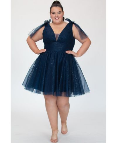 Женское коктейльное платье Sydney's Closet Sparkle Tulle Shamrock Green с отстегивающимися бантами