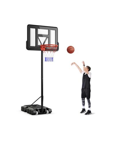 4.4-10 Feet Portable Basketball Hoop Adjustable Black with Wheels