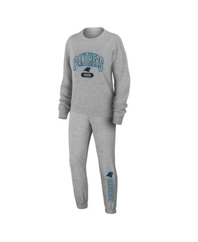 Женский комплект для сна WEAR by Erin Andrews 2-piece Heather Gray Carolina Panthers Knit Long Sleeve Tri-Blend T-Shirt и брюки
