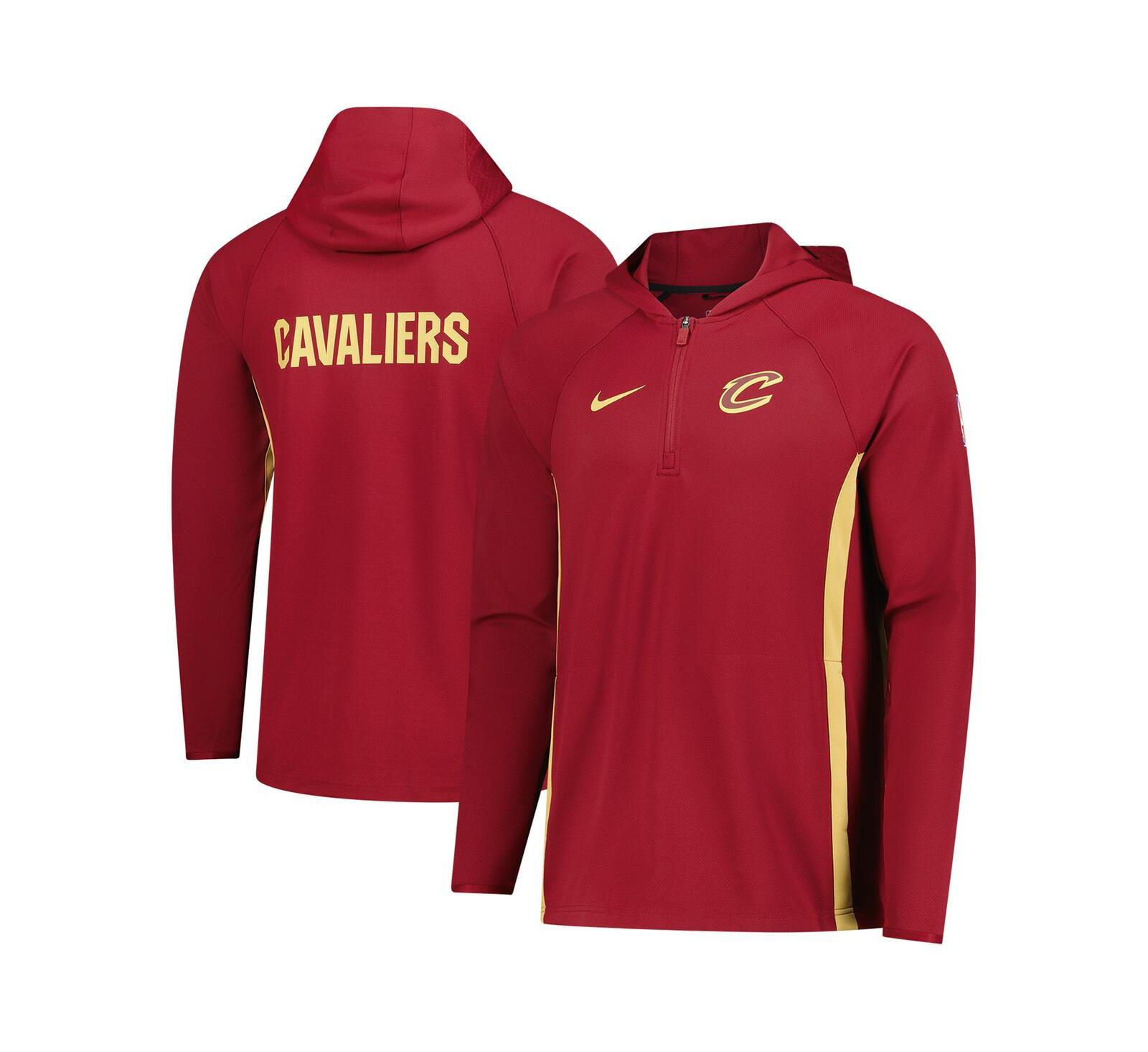 Nike Men's Wine Cleveland Cavaliers Authentic On Court Zone Quarter-Zip Dri-FIT Hoodie Jacket