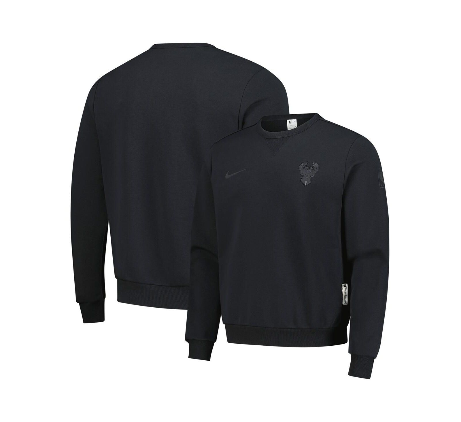 Nike Men's Black Milwaukee Bucks Authentic Standard Issue Travel Dri-FIT Pullover Sweatshirt