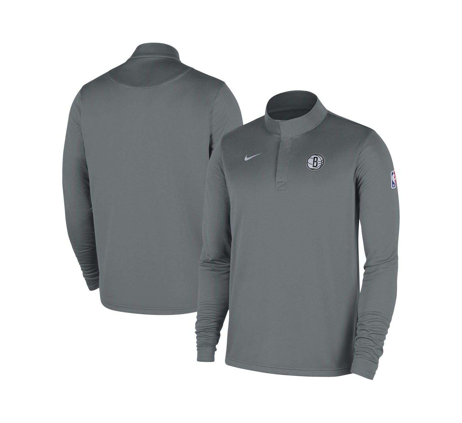 Nike Мужская серая толстовка Brooklyn Nets 2025/26 Authentic Coaches Quarter-Zip Dri-Fit