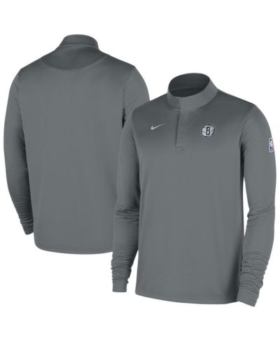 Nike Мужская серая толстовка Brooklyn Nets 2025/26 Authentic Coaches Quarter-Zip Dri-Fit