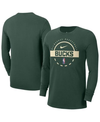 Мужская футболка Nike Hunter Green Milwaukee Bucks Authentic Long Sleeve Practice