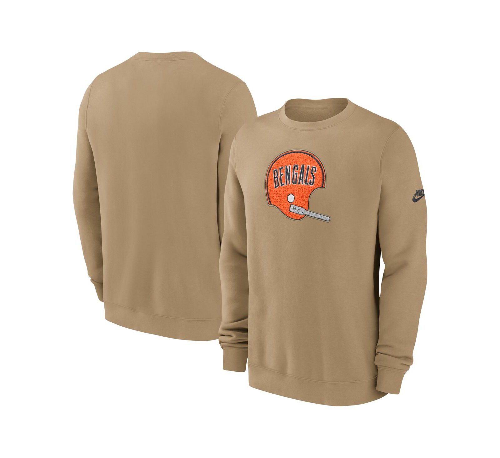 Мужская толстовка Nike Cincinnati Bengals Swing Pass Rewind Club Pullover Tan
