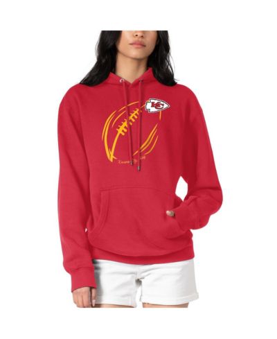 G-III 4Her by Carl Banks Women's Red Kansas City Chiefs Football Logo Fleece Tri-Blend Pullover Hoodie