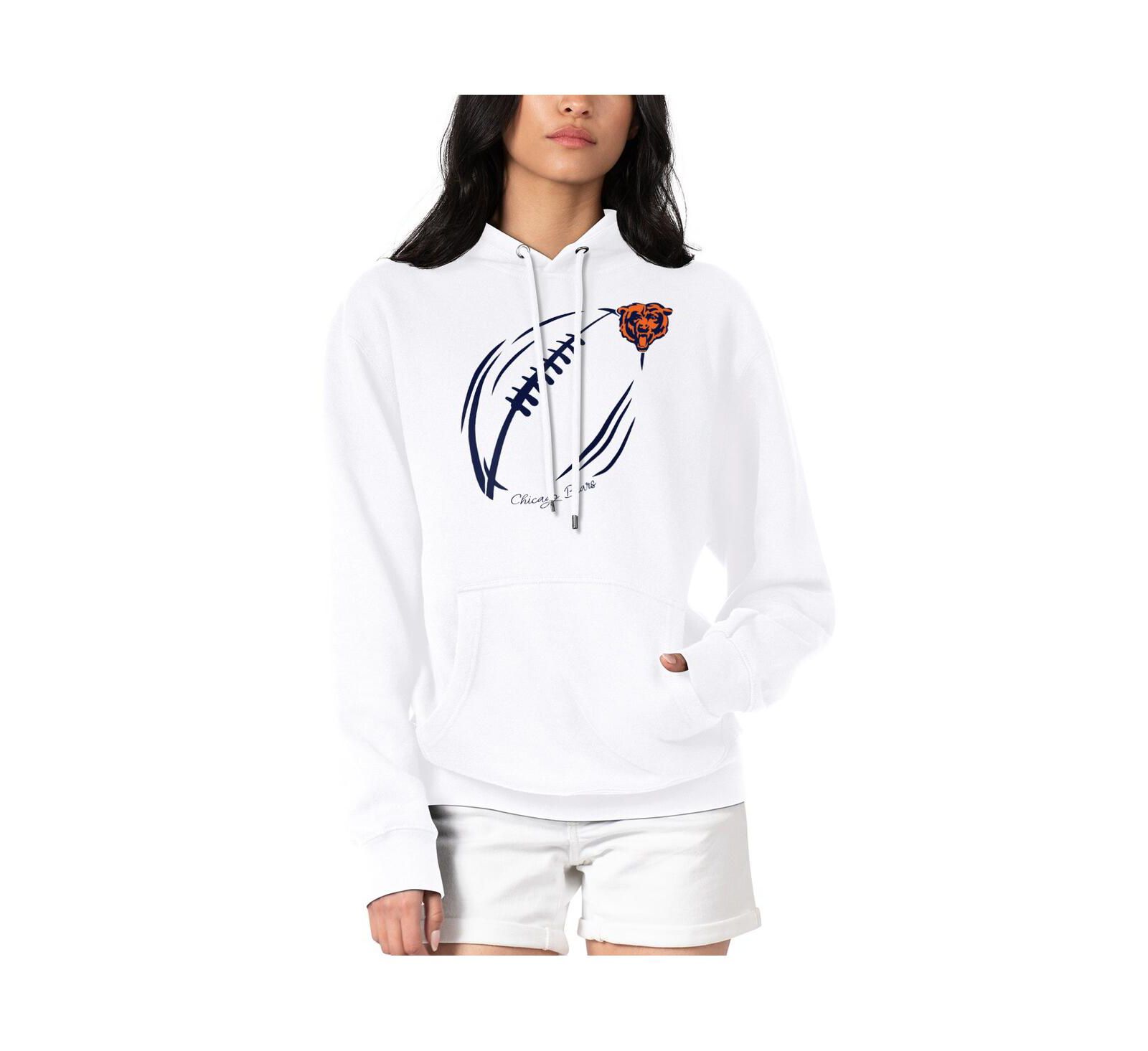 Женское худи G-III 4Her by Carl Banks White Chicago Bears Football Logo Fleece Tri-Blend Pullover